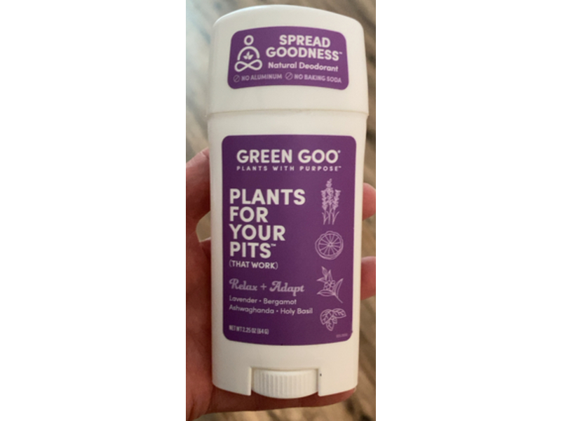 Green Goo Relax + Adapt Herbal Deodorant , Lavender, Bergamot, Ashwagandha & Holy Basil, 2.25 oz/64 g