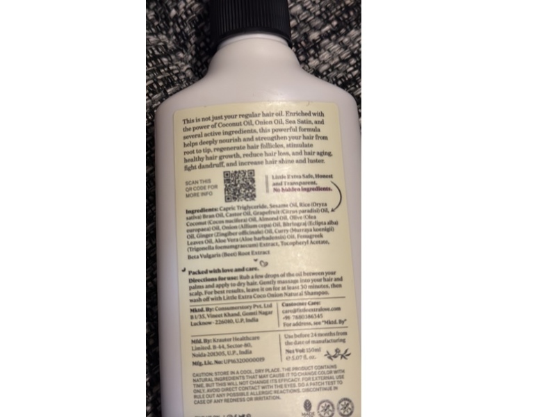 Little Extra Coco Onion Natural Hair Oil, 5.07 fl oz/150 mL