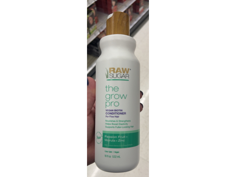 Raw Sugar The Grow Pro Biotin Conditioner, Passion Fruit + Marula + Zinc, 18 fl oz/532 mL
