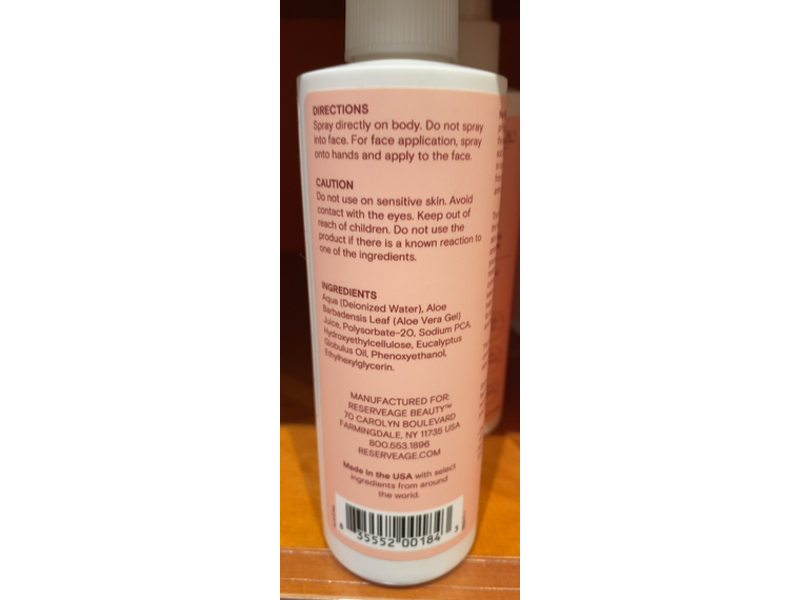 Reserveage Beauty Na - PCA Hydrating Mist, Aloe, 8 fl oz/237 mL, Pack Of 2