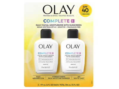 Olay Complete + Face Moisturizer, SPF 40, 6 fl oz/177 mL, 2 Pack