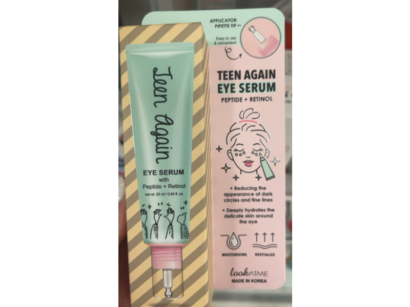 Teen Again Eye Serum, Peptide + Retinol, 0.84 fl oz/25 mL