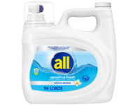 All Sensitive Fresh Liquid Detergent, Spring Breeze, 94 Loads, 118 fl oz/3.48 L - Image 2
