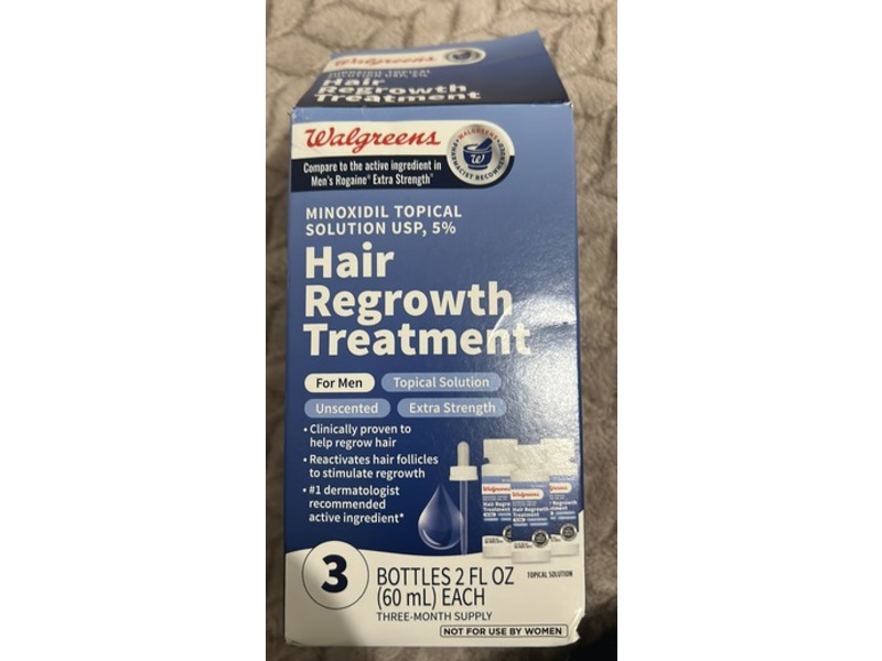 Walgreens Hair Regrowth Treatment, Unscented, 2 fl oz/60 mL, Pack Of 3
