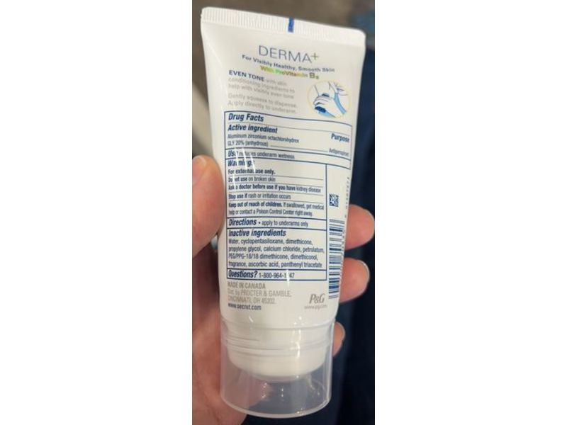 Secret 48 Hr Invisible Gel Derma + Antiperspirant, Even Tone, B5 + Vitamin C, 2.5 oz/70 g