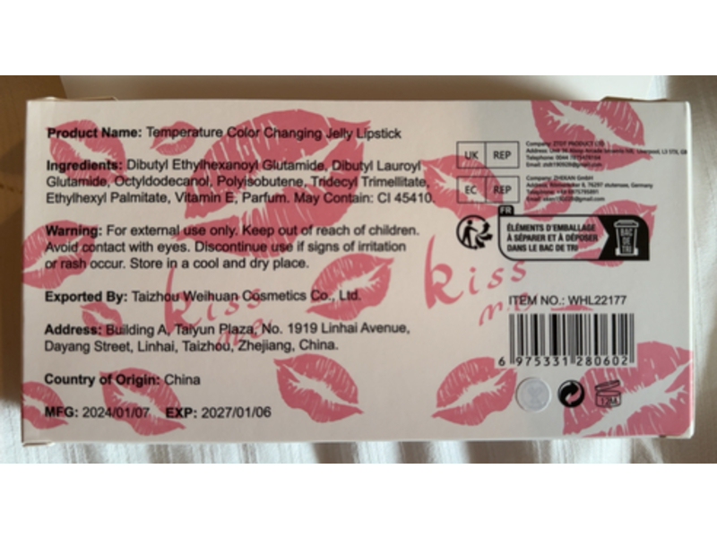 Fan Gold Fang Temperature Color Changing Jelly Lipstick Set, 0.12 oz/3.5 g, 6 Count