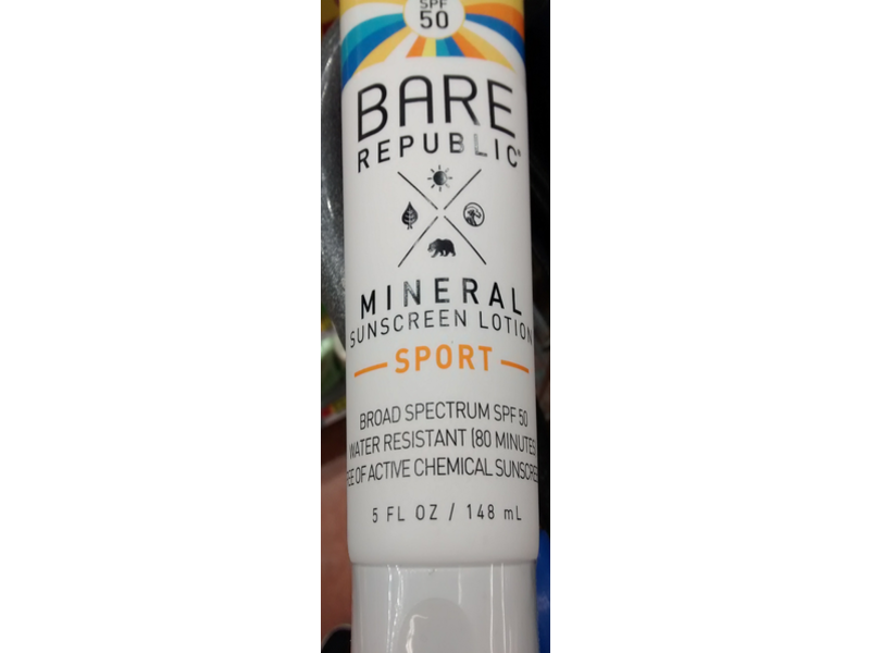Bare Republic Mineral Sunscreen Lotion, Sport, Spf 50, 5 fl oz / 148 mL