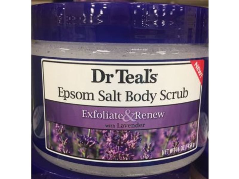 Dr Teal's Epsom Salt Body Scrub, Exfoliate & Renew, Lavender, 16 oz/454 g