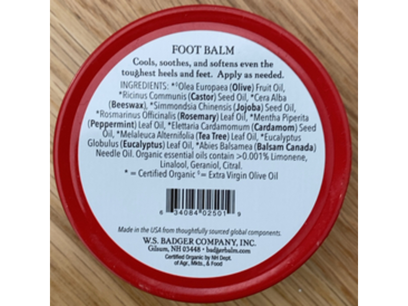 Badger Foot Balm Tin, Peppermint & Tea Tree, 2 oz/56 g