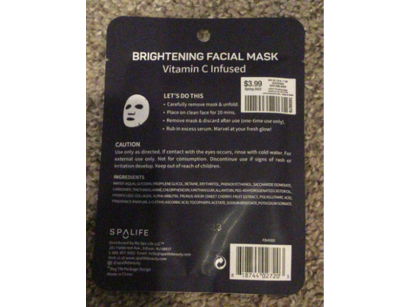 Spa Life Pocket Full Of Sunshine Brightening Facial Mask, 1 Count