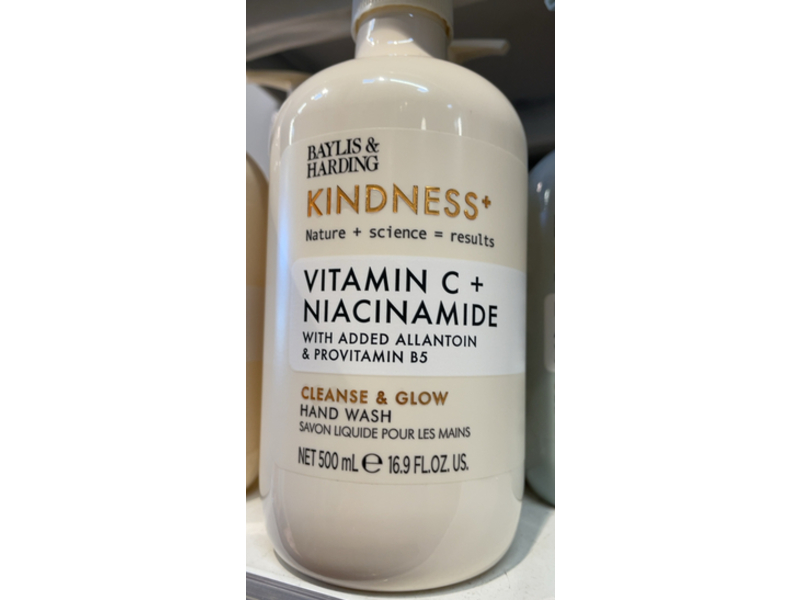 Baylis & Harding Kindness+ Hand Wash, Vitamin C + Niacinamide, 16.9 fl oz/500 mL