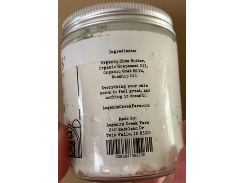 Legend's Creek Farm Whipped Body Butter, Unscented, Goat Milk, 8 fl oz