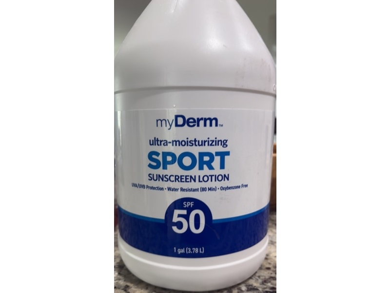 MyDerm Ultra-Moisturizing Sport Sunscreen Lotion, SPF 50, 3.78 L