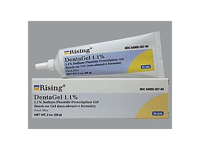 DentaGel 1.1% (1.1% Sodium Fluoride Prescription Gel), 2 oz/56 g Fresh Mint, Rising Pharmaceuticals (RX)