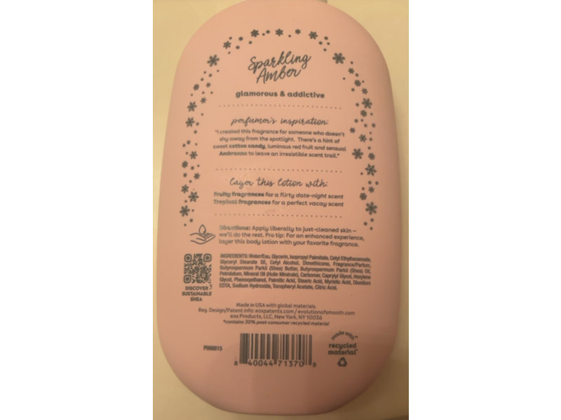 EOS Shea Better Moisture Body Lotion, Sparkling Amber, 16 fl oz/473 mL