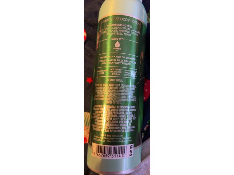 Bath & Body Works Shimmer Fizz Body Lotion, Vanilla Bean Noel, 3.5 oz/100 g