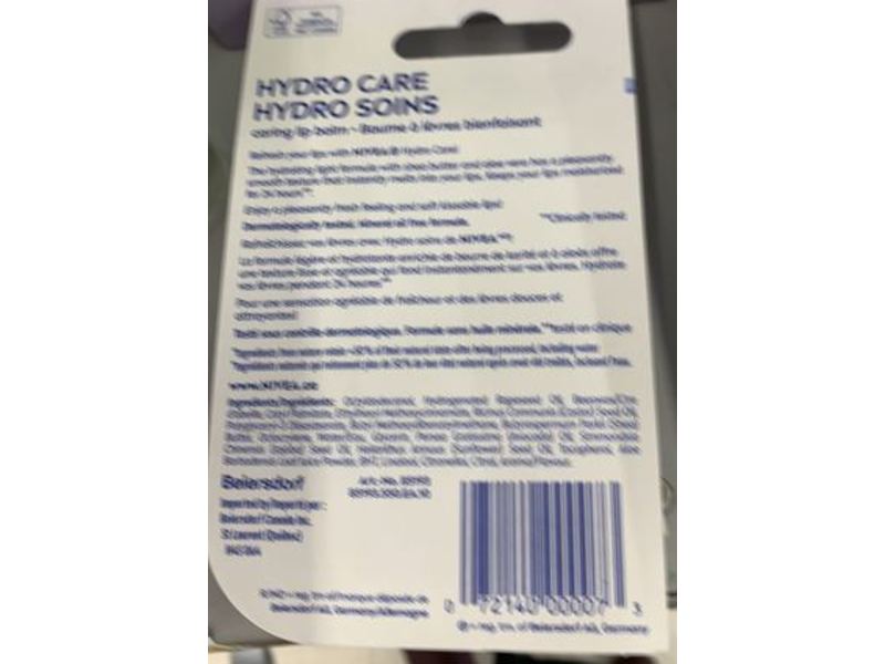 Nivea Hydro Care Lip Balm, Shea Butter & Aloe Vera, 4.8 g, Count 2