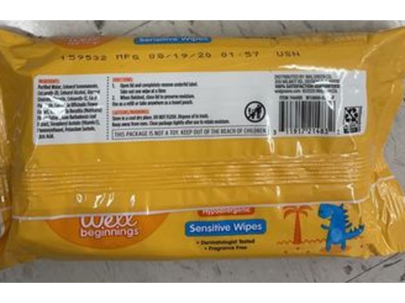 Well Beginnings Sensitive Wipes, Fragrance Free, 30 Count