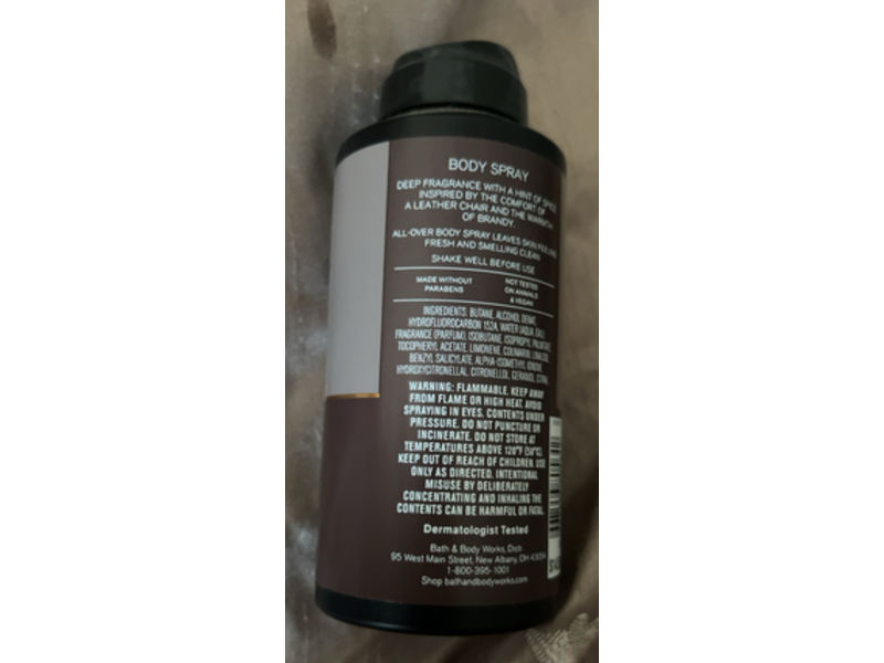 Bath & Body Works Body Spray, Leather & Brandy, 3.7 oz/104 g