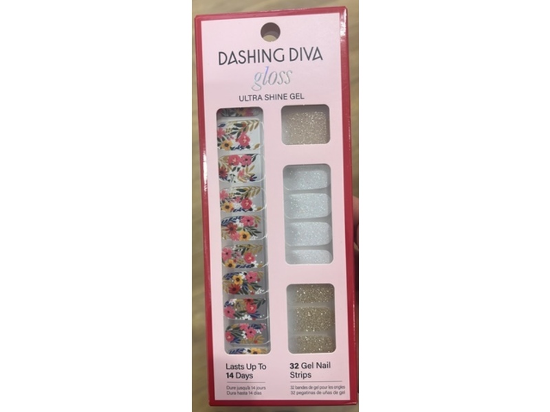Dashing Diva Gloss UltraShine Gel Nail Strips Kit, Wallflower Frenzy, 32 Count