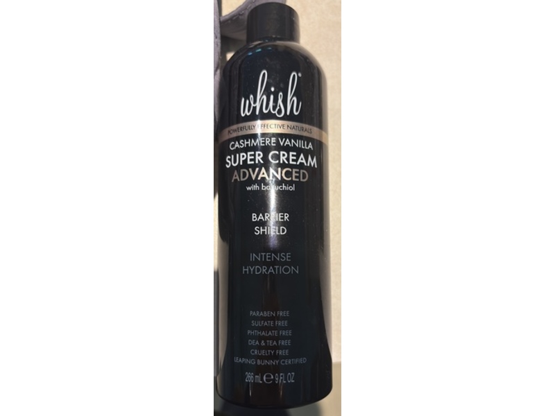 Whish Super Cream Advanced Barrier Shield, Cashmere Vanilla, Bakuchiol, 9 fl oz/266 mL