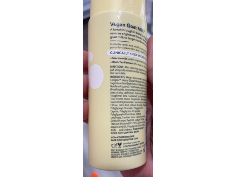 Beekman 1802 Vegan Goat Milk Pore Minimizing Facial Toner, 4 fl oz/118 mL