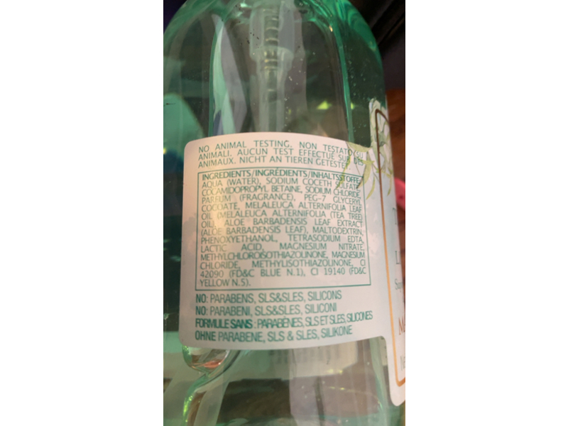 Erbario Toscano Refreshing Liquid Soap, Aloe & Tea Tree, 16.9 fl oz/500 mL