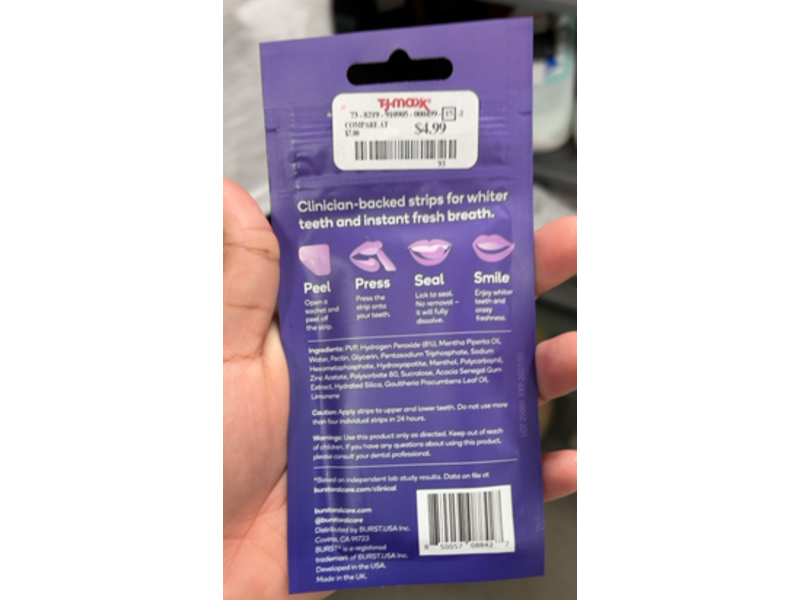 Burst Teeth Whitening Breath Strips, Polar Mint, Count 12