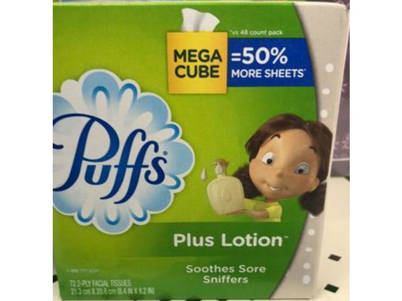 Puffs Plus Lotion Facial Tissues, 72 Count