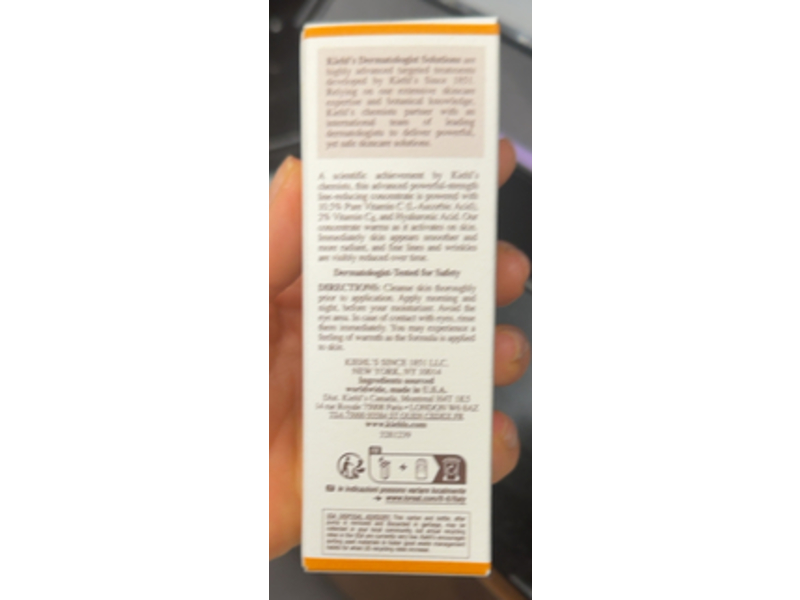 Kiehl's Powerful-Strength Line-Reducing Concentrate Serum, Vitamin C + Hyaluronic Acid, 2.5 fl oz/75 mL