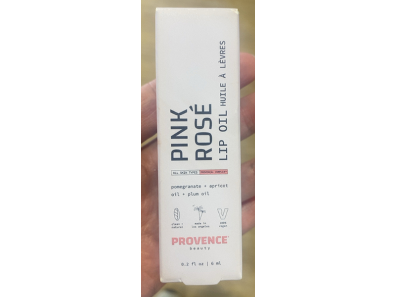 Provence Beauty Pink Rose Lip Oil, Pmegranate + Apricot Oil + Plum Oil, 0.2 fl oz/6 mL