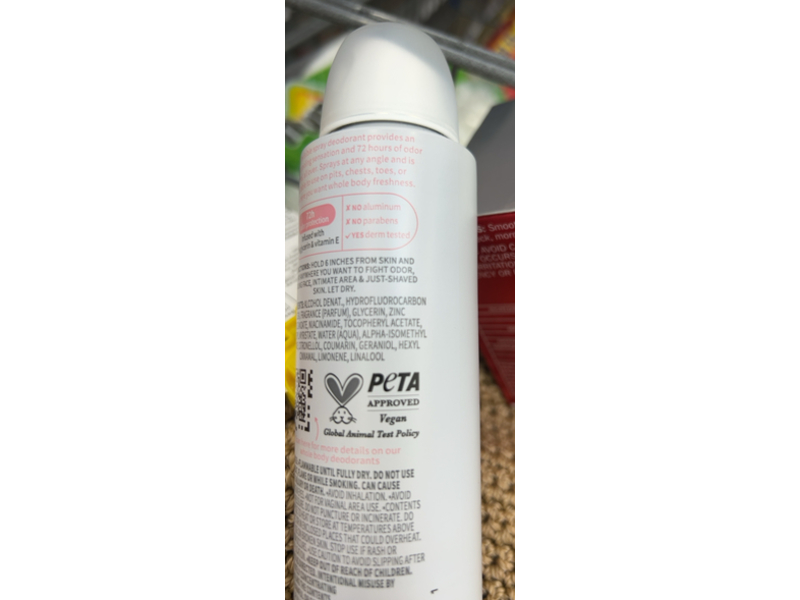 Dove Cooling Whole Body Deodorant Spray, Raspberry & Rose, 4 oz/113 g