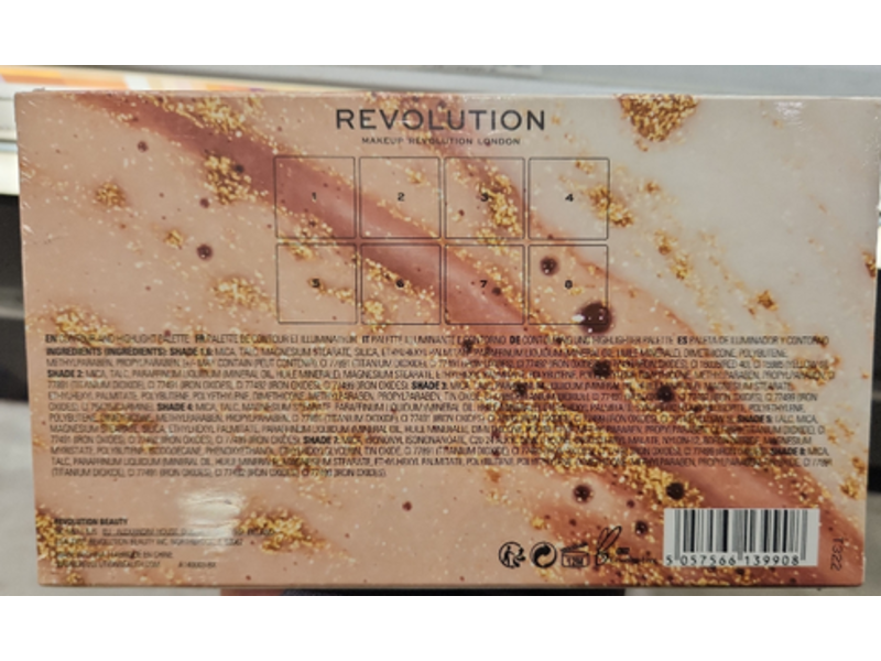 Makeup Revolution Roxxsaurus Highlight Contour Palette, Roxi, 0.09 oz/2.5 g