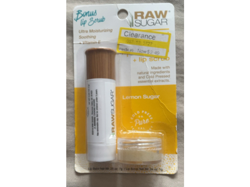 Raw Sugar Natural Lip Balm + Lip Scrub Duo, Lemon Sugar