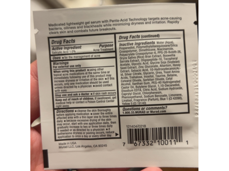 Murad Acne Control Outsmart Acne Clarifying Treatment, 0.05 fl oz/1.5 mL, 2 Trate