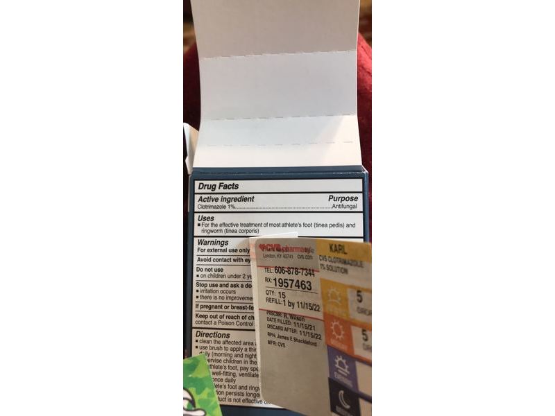 CVS Health Maximum Strength Antifungal Solution, Clotrimazole 1%, 0.5 fl oz/15 mL