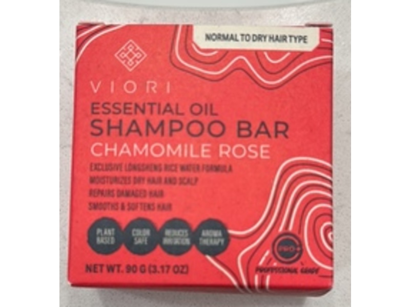 Viori Essential Oil Shampoo Bar, Chamomile Rose, 3.17 oz/90 g