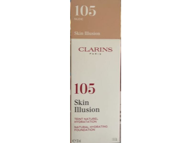 Clarins Skin Illusion Natural Hydrating Foundation, 105 Nude, 1 fl oz/30 mL