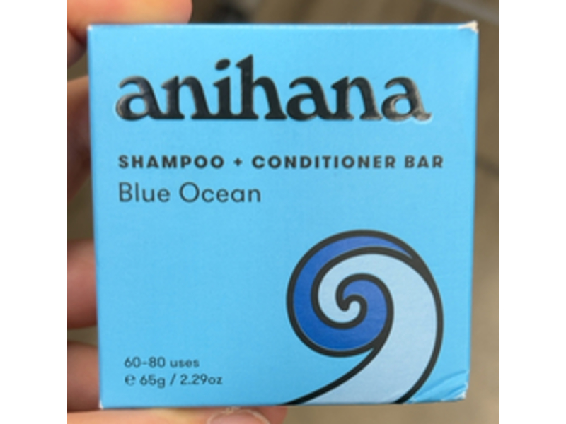 Anihana Shampoo + Conditioner Bar, Blue Ocean, 2.29 oz/65 g