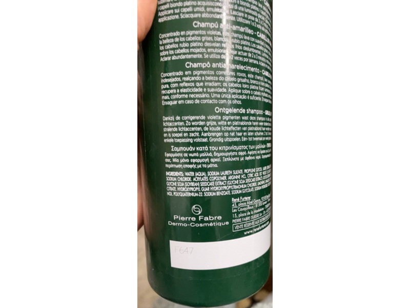 Rene Furterer Okara Silver Toning Shampoo, 20.2 fl oz/600 mL