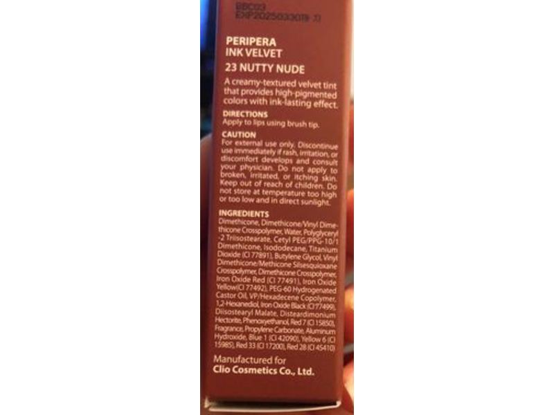 Peripera Ink Velvet Lip Tint, 23 Nutty Nude, 0.14 fl oz/4 g