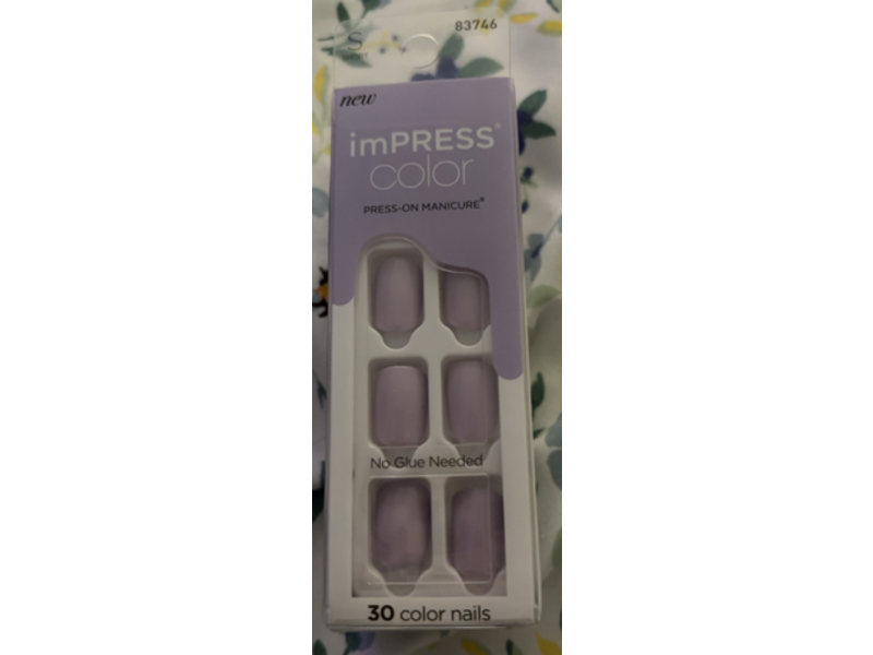 Impress Color Press - On Manicure Color Nails, Picture Purplect, Short, 30 Count