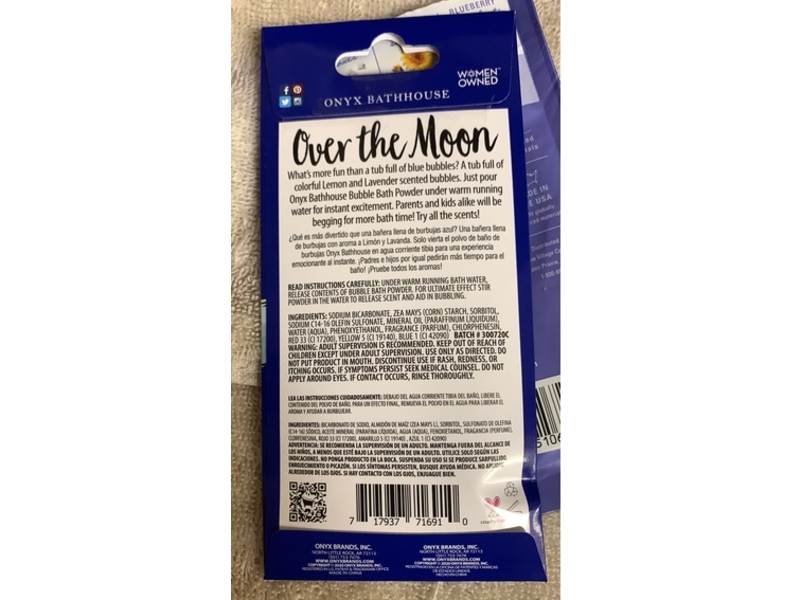 Onyx BathHouse Over The Moon Bubble Bath Powder, Lemon + Lavender, 1 oz/28 g