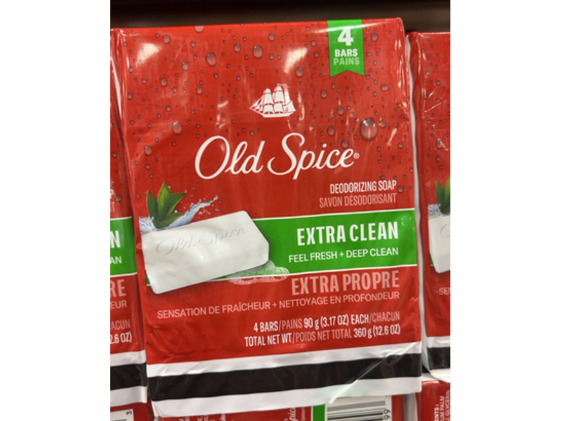 Old Spice Deodorizing Soap, Extra Clean, 3.17 oz/90 g, 4 Count