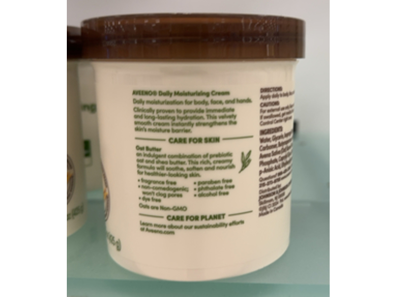 Aveeno Daily Moisturizing Cream, Prebiotic Oat + Shea Butter, 15 oz/425 g