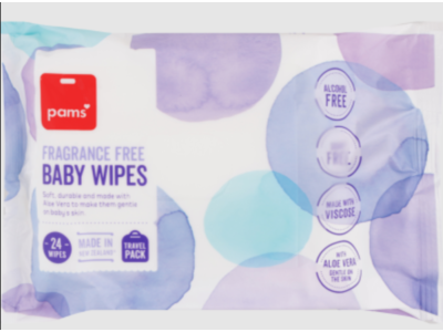 Pams Baby Wipes, Fragrance Free, Wipes, 24 Count