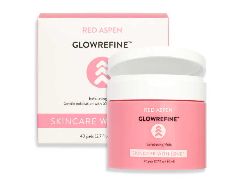 Red Aspen Glowrefine Exfoliating Pads, 2.7 fl oz/80 mL, 40 Count