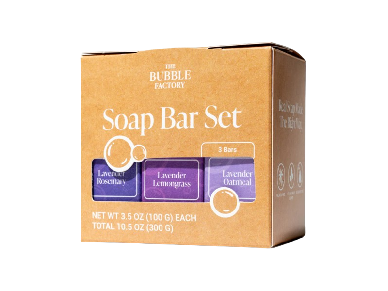 The Bubble Factory Soap Bar Set, Lavender Collection, 3.5 oz/100 g