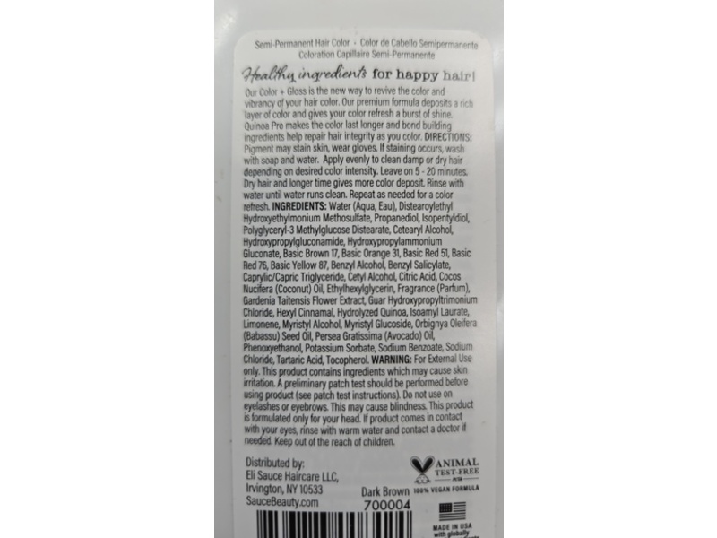 Sauce Glossy Color+Gloss+Repair, Dark Brown, 4.5 fl oz/133 mL