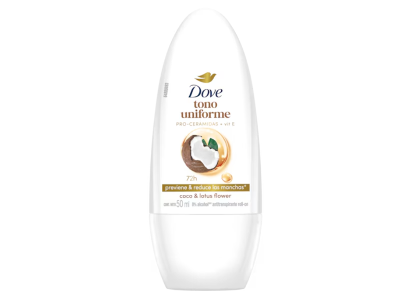 Dove Clear Tone Antiperspirant Roll On Deodorant, Coconut, 50 mL